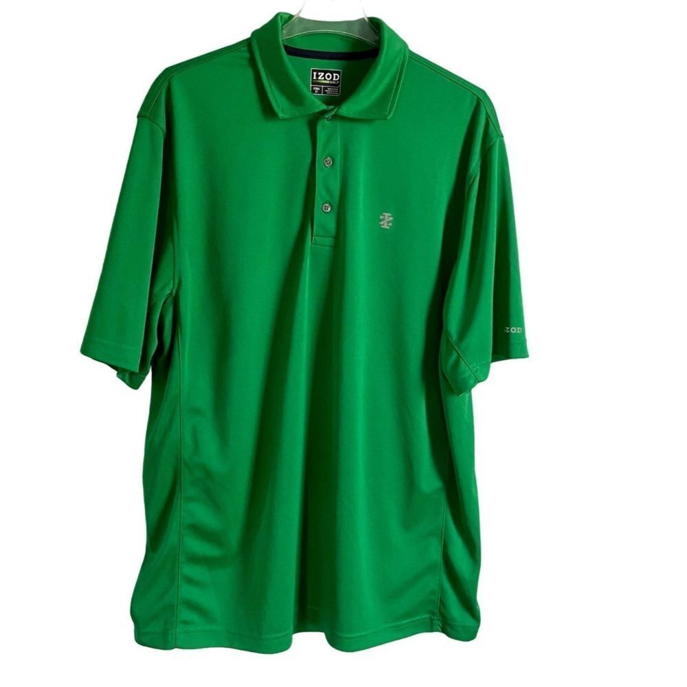 IZOD Golf Solid Green Polo Shirt Polyester Mens Large
